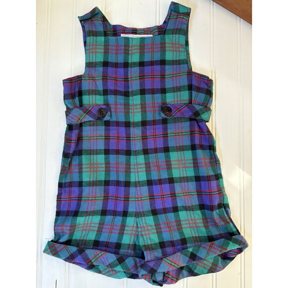 Vintage Plaid One Piece Romper Outfit Girls 18 Months Baby Cary - Picture 1 of 8